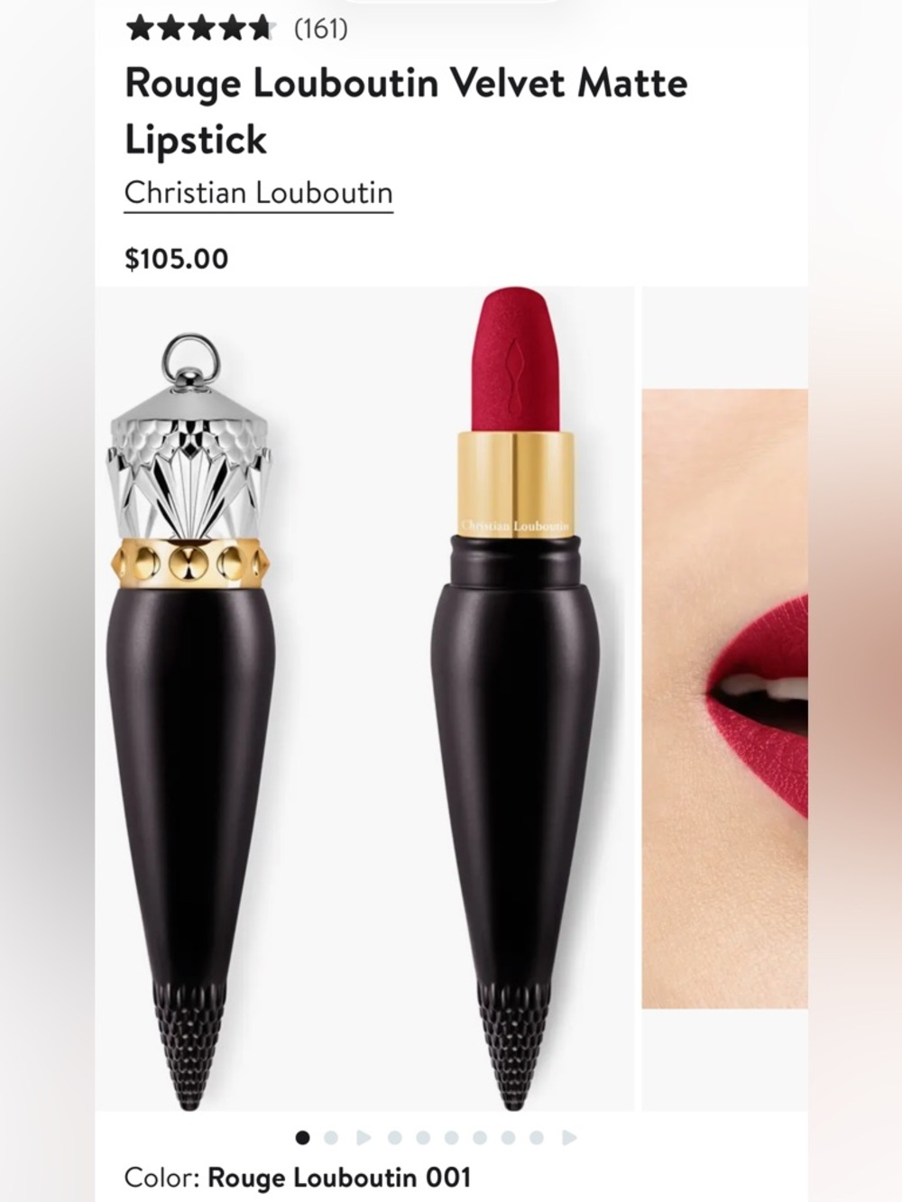Christian Louboutin Velvet Matte Lipstick — Deep Crimson Red